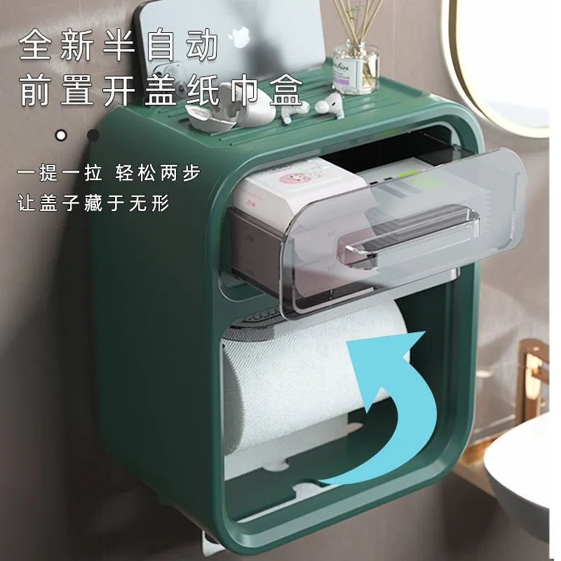 WALL MOUNTED TISSUE HOLDER WITH DRAWER