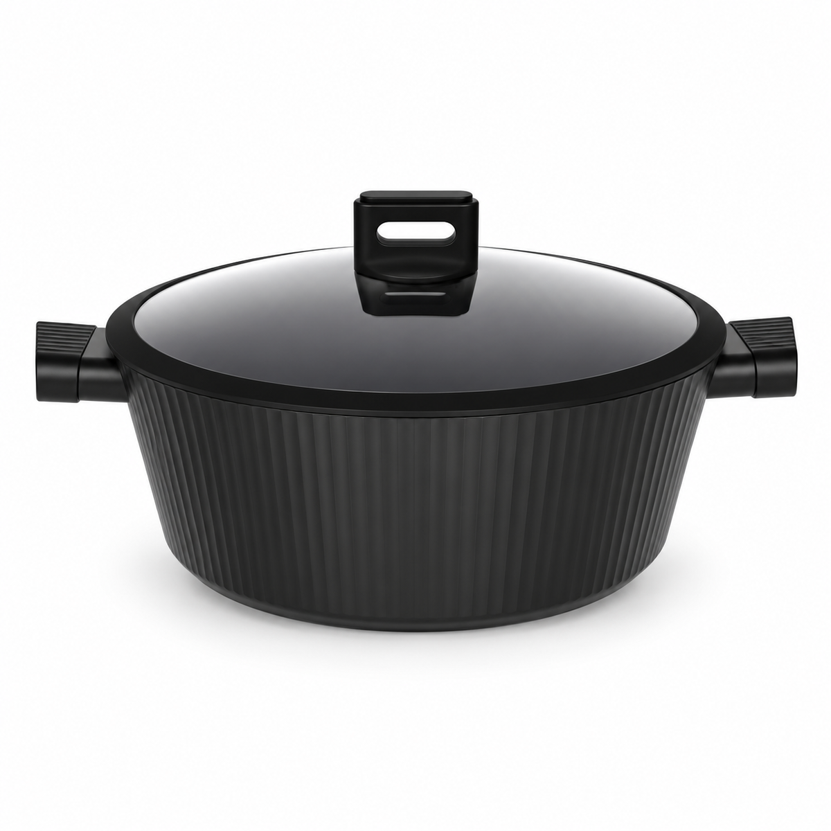 Danny Home Black Cooking Pot with Glass Lid - 20x8.5cm