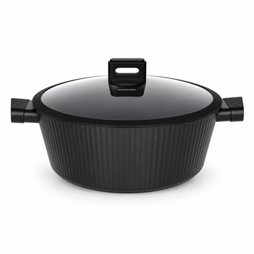Danny Home Black Cooking Pot with Glass Lid - 20x8.5cm