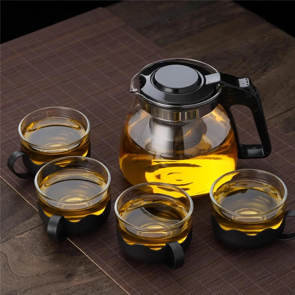 GLASS TEAPOT WITH CUPS