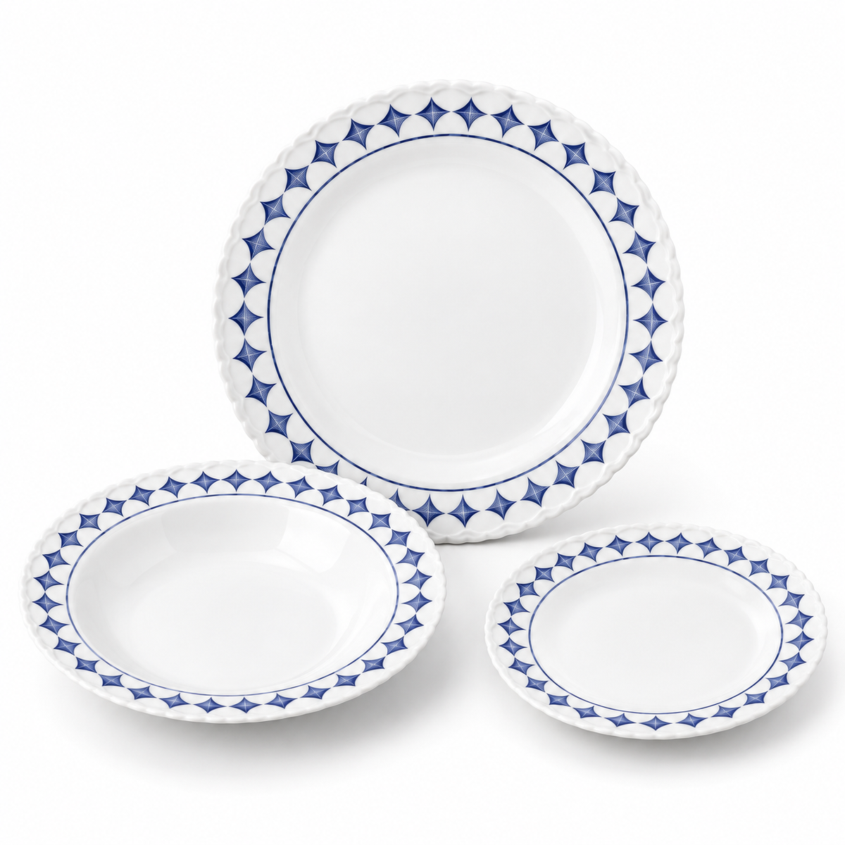 Danny Home 18-Piece Blue Geometric Dinner Set
