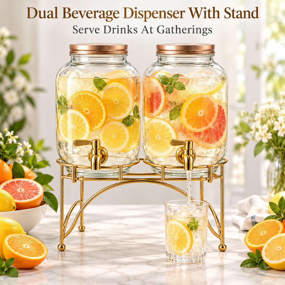 Danny Home 3 Piece Dual Beverage Dispenser With Stand