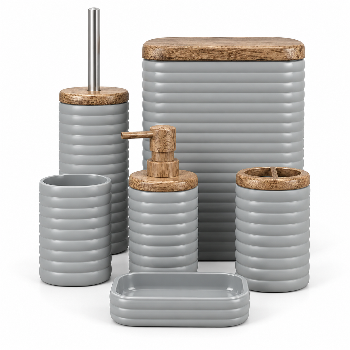 Ribbed Acrylic Bathroom Set - 6 Pieces