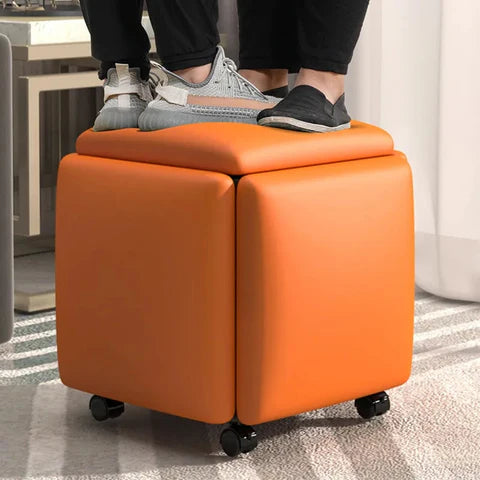 NORDIC LEATHER OTTOMAN 5 IN 1 MULTIFUNCTIONAL STOOL STORAGE FOOTSTOOL