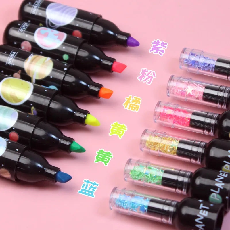 6 PIECES BOTTLE SHAPED MINI HIGHLIGHTERS