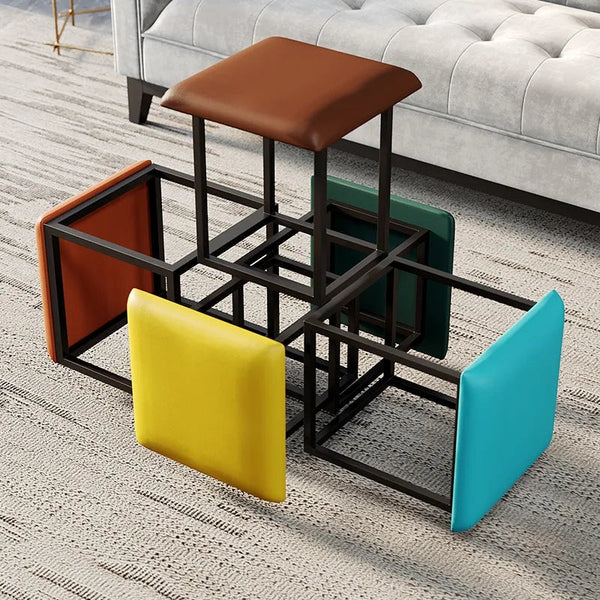 NORDIC LEATHER OTTOMAN 5 IN 1 MULTIFUNCTIONAL STOOL STORAGE FOOTSTOOL