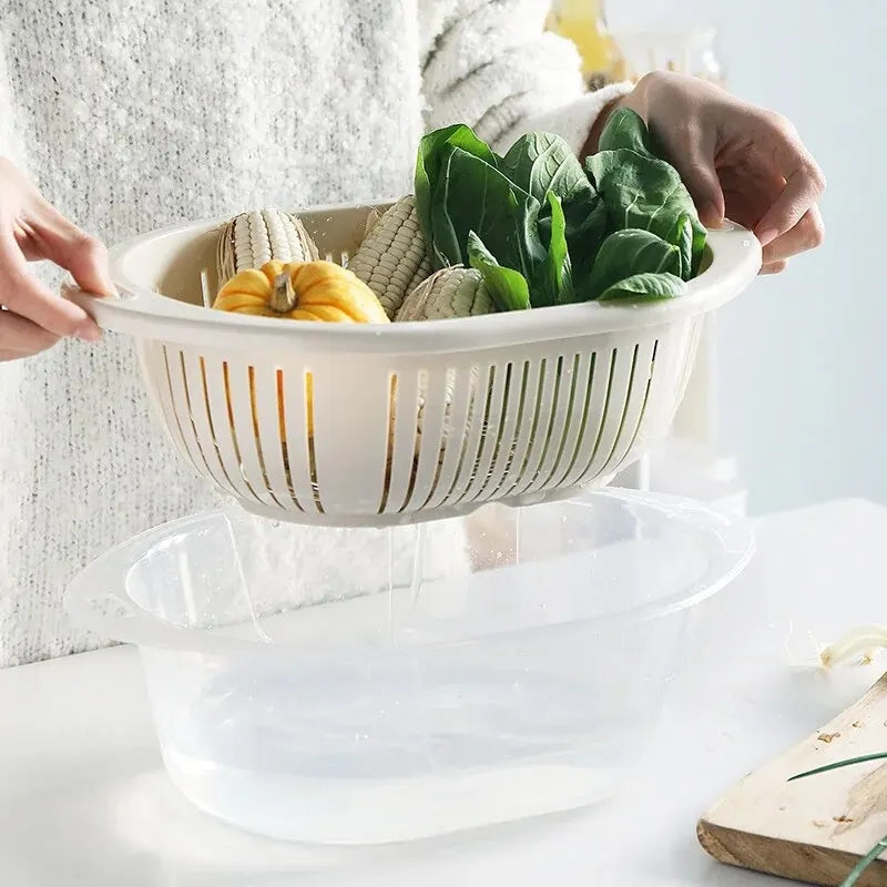 FRUITS & VEGETABLES DRAIN BASKET WITH LID