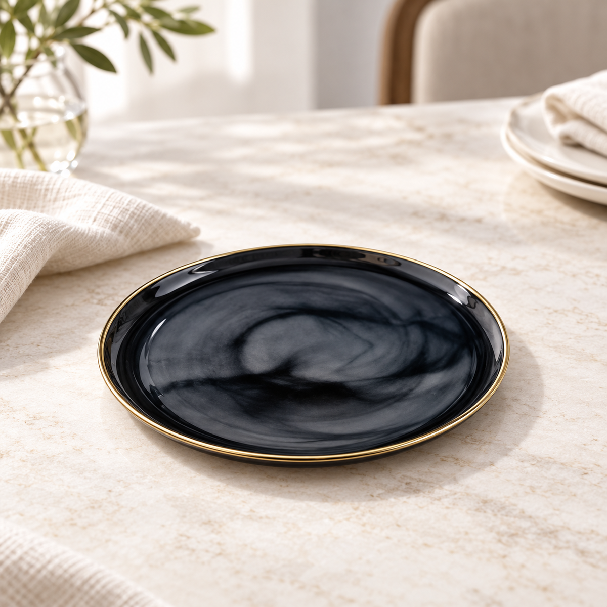 Danny Home Gold Rim Plate - 8 Inches