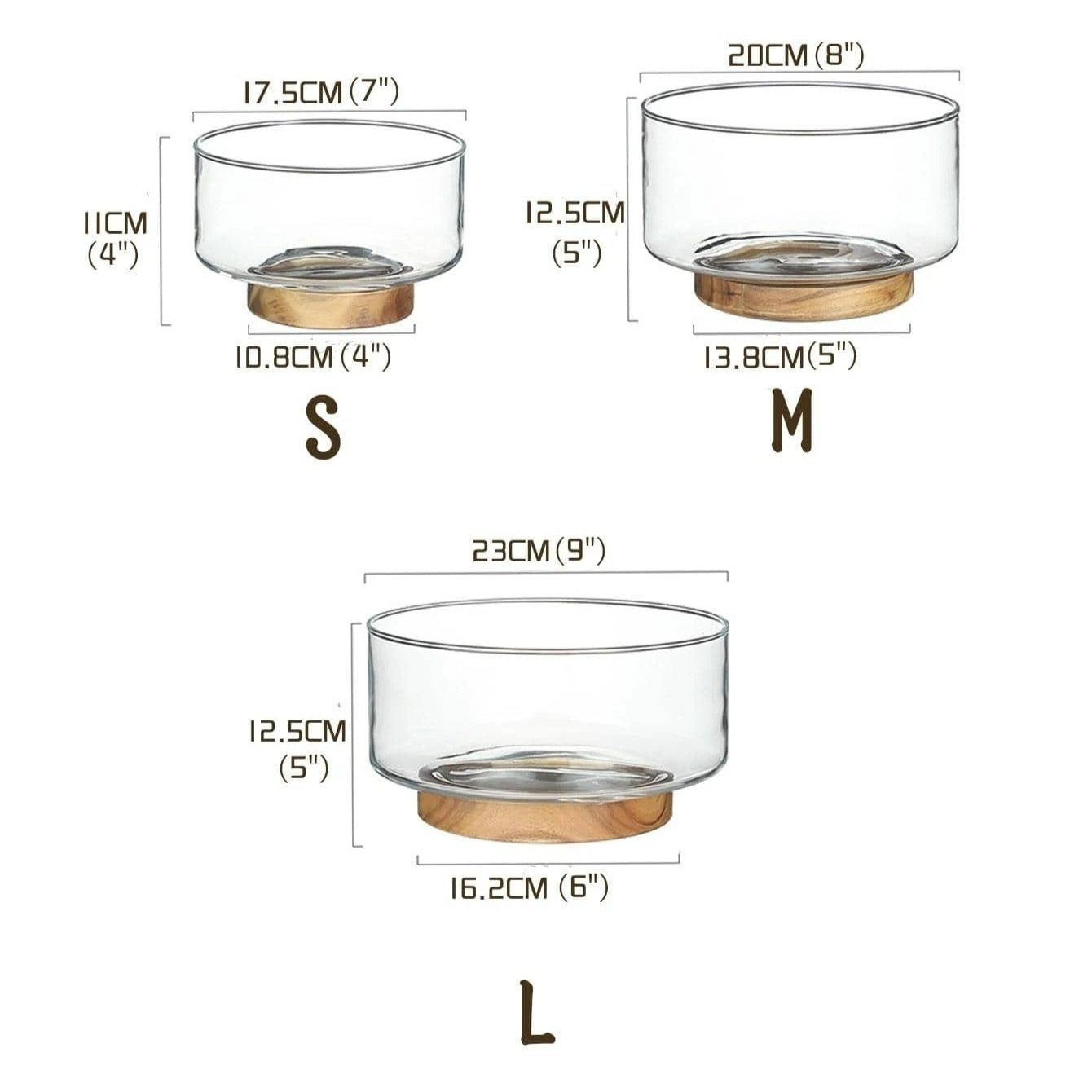 MODERN GLASS BOWL WITH PREMIUM WOODEN BASE