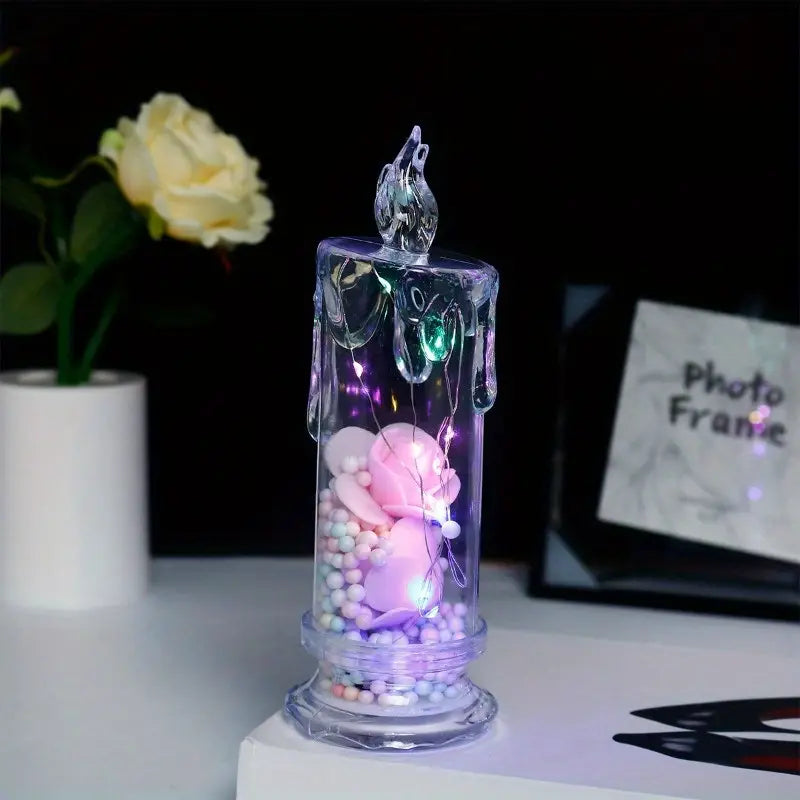 LED ELECTRONIC CANDLE ROSE NIGHT LIGHT HOME DECOR