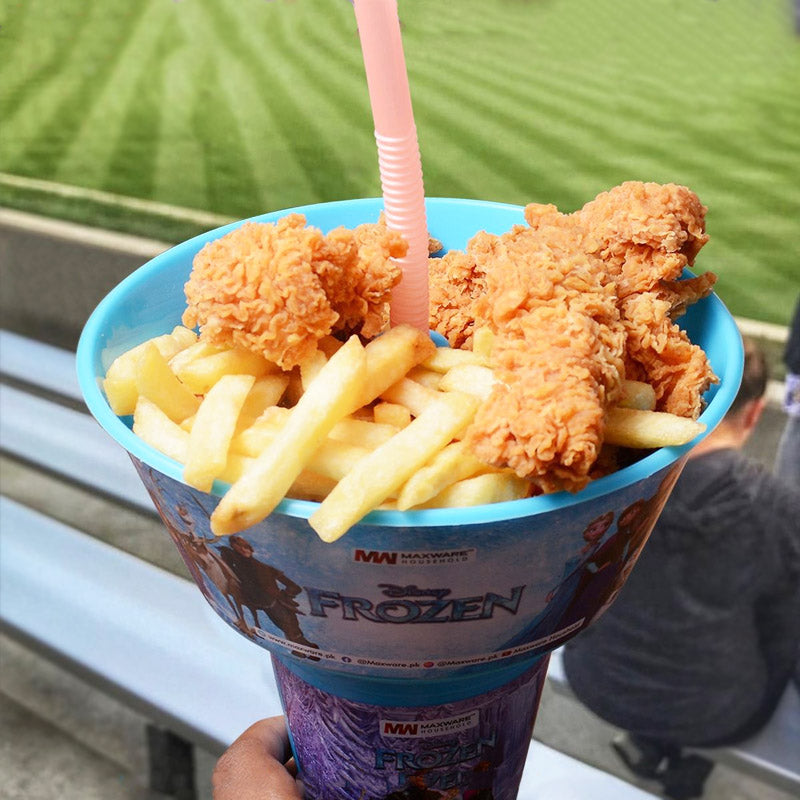 SNACKS BUCKET CUP WITH STRAW