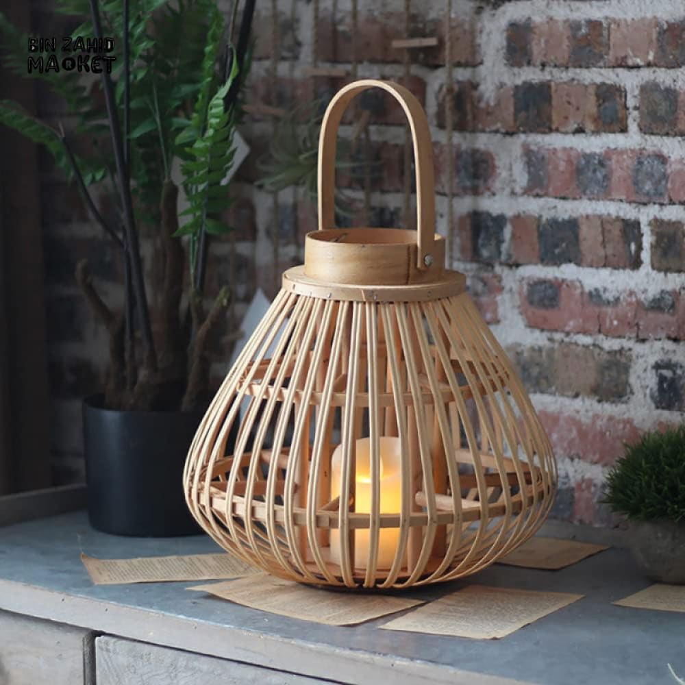 HANDMADE BAMBOO WIND LANTERN CANDLE HOLDER ORNAMENT