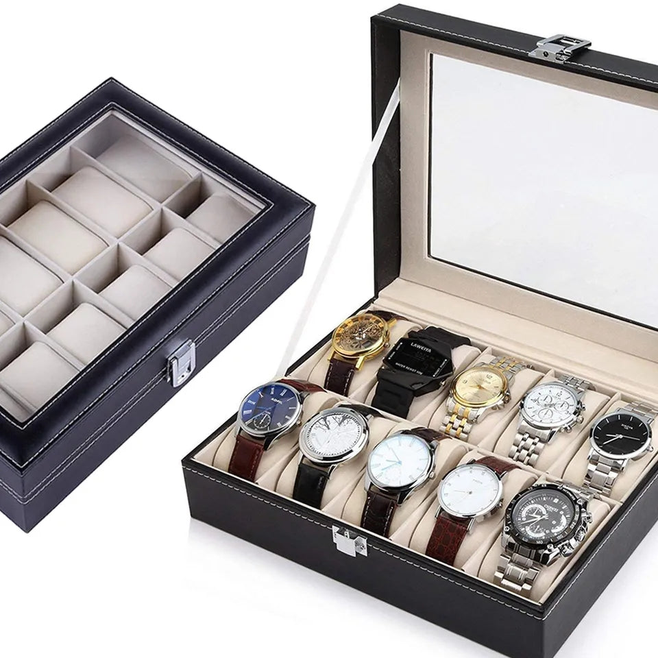 12X SLOTS LEATHER WATCH ORGANIZER