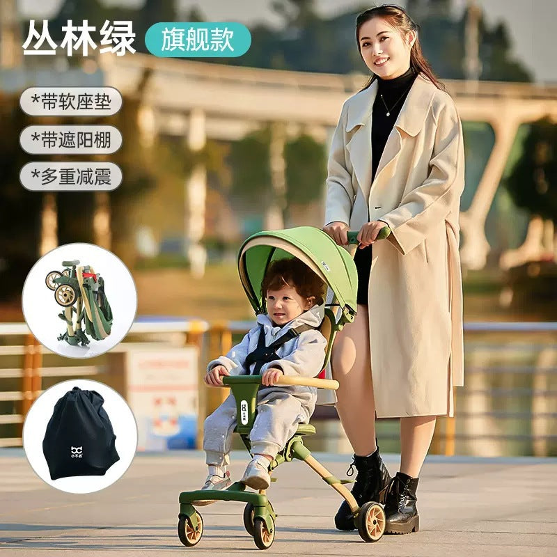 TWO-WAY REVERSIBLE FOLDABLE HIGH-VIEW STROLLER | MULTIFUNCTIONAL SIT & RECLINE TRAVEL BUGGY FOR BABIES