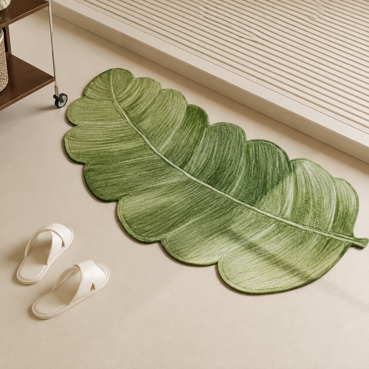 MATRUGS GREEN LEAF SHAPE NON-SLIP DECORATIVE FLOOR MAT