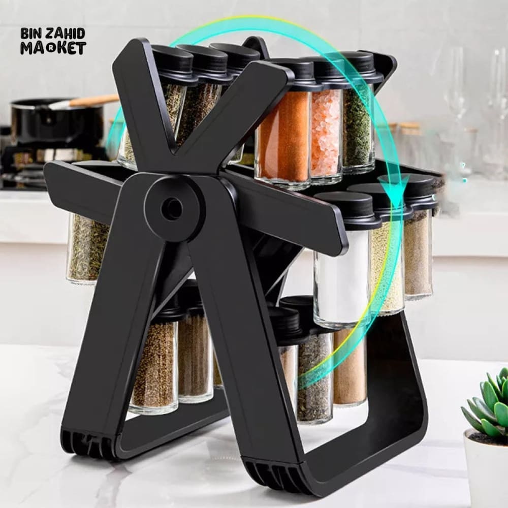 18IN1 ROTATING FERRIS WHEEL GLASS SPICE RACK