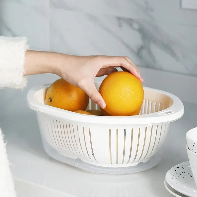 FRUITS & VEGETABLES DRAIN BASKET WITH LID