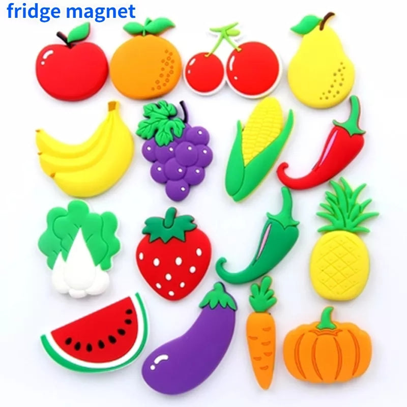 6 PIECES FRUITS & VEGGIES FRIDGE MAGNETS
