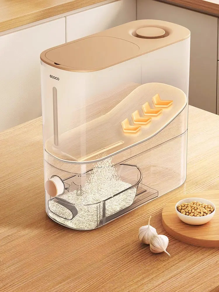 ECOCO QUANTITATIVE RICE BUCKET – 10KG AIRTIGHT GRAIN STORAGE CONTAINER WITH DISPENSER