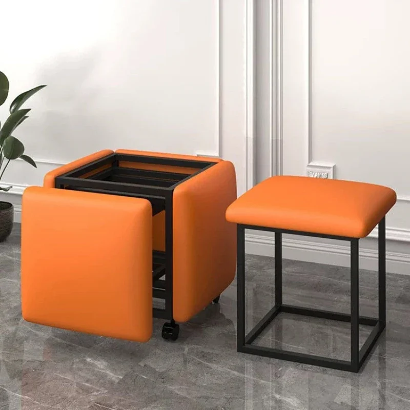 NORDIC LEATHER OTTOMAN 5 IN 1 MULTIFUNCTIONAL STOOL STORAGE FOOTSTOOL