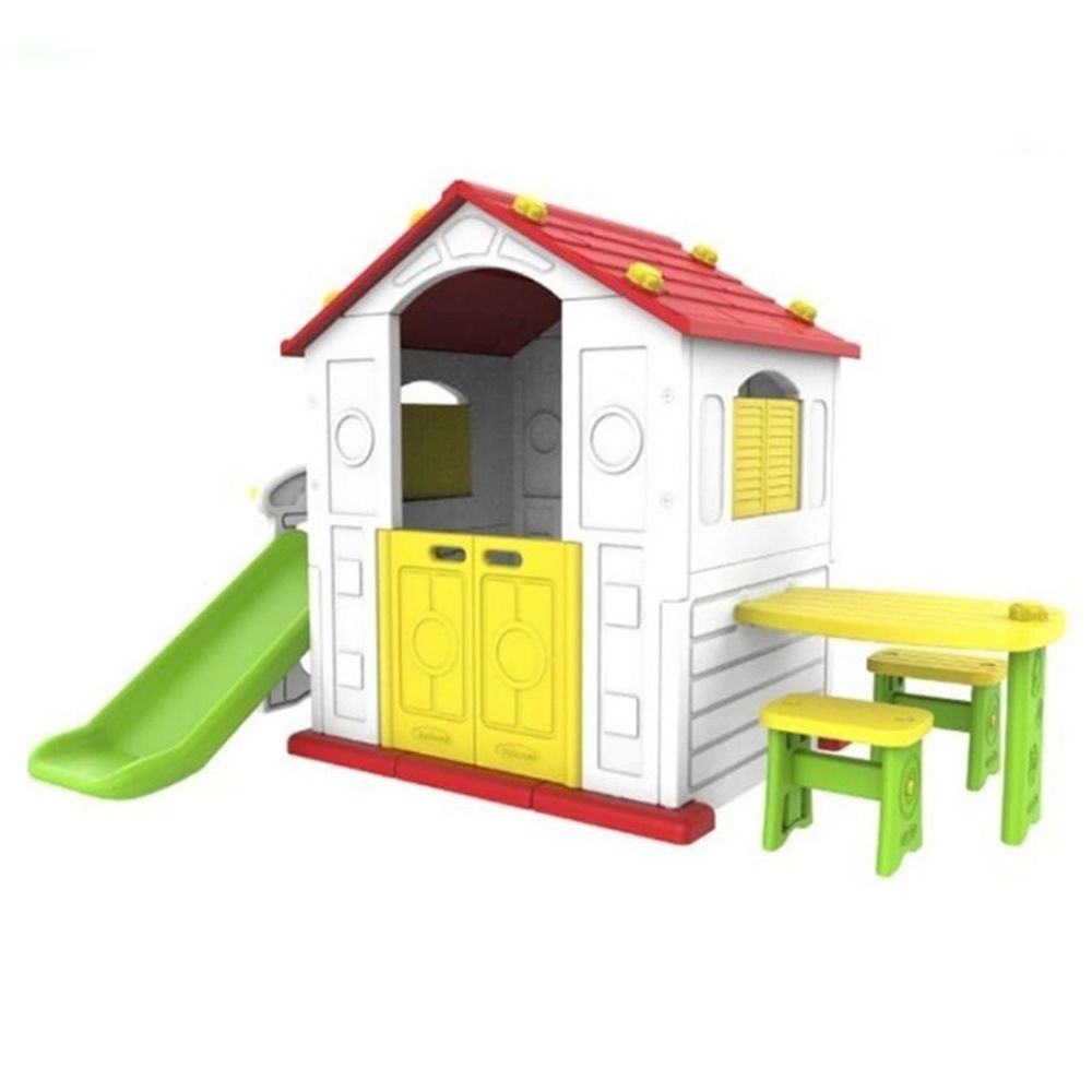 KIDS ACTIVITY PLAYHOUSE WITH SLIDE & TABLE