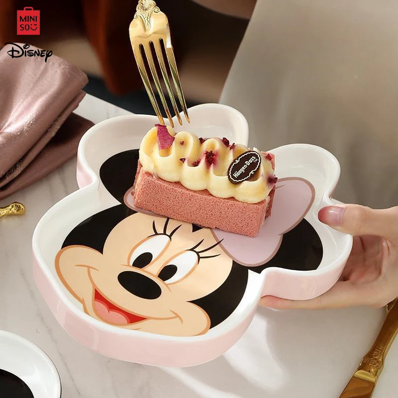 MICKEY & MINNIE MOUSE CERAMIC TRAY CUTE DESIGN MICROWAVE SAFE HEAT-RESISTANT FRUIT PLATE MINNIE MOUSE