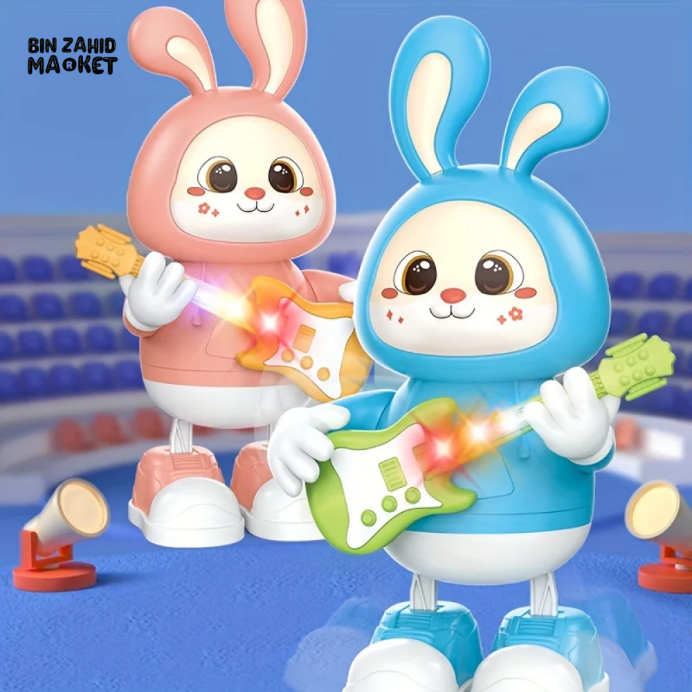 MUSICAL DANCING RABBIT TOY WITH GUITAR – SINGING WALKING & LIGHT-UP BUNNY FOR TODDLERS