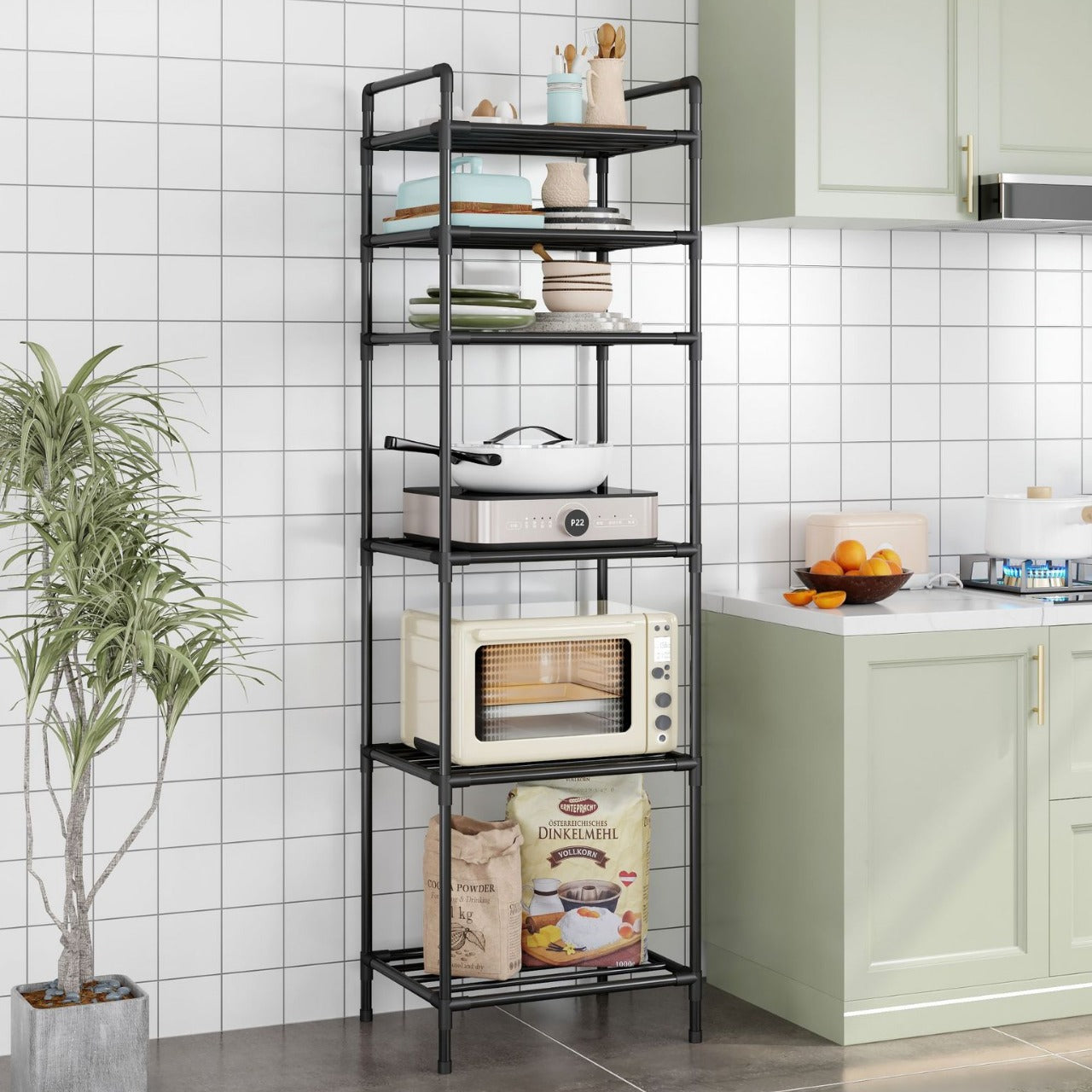 5-TIER KITCHEN ORGANIZER MICROWAVE STORAGE RACK PULLEY TROLLEY POT STORAGE BATHROOM SHELVES