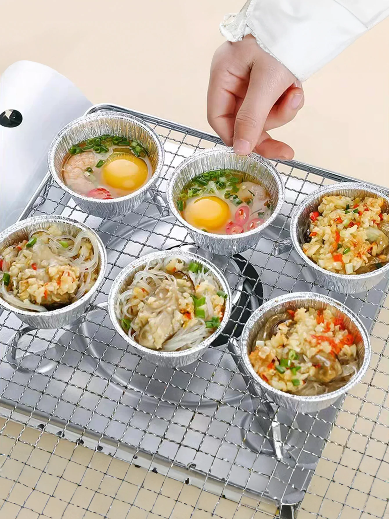 50 PIECES AIR FRYER TIN FOIL BOWL EGG TART HOLDER CAKE MOLD