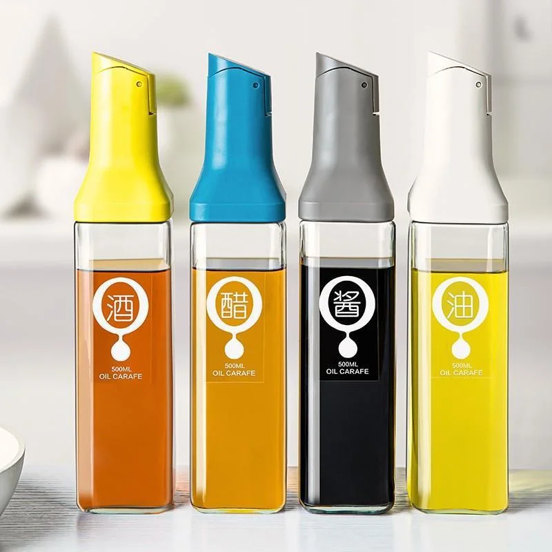 TRANSPARENT GLASS OLIVE OIL BOTTLE LEAK-PROOF MULTIFUNCTIONAL STORAGE BOTTLE