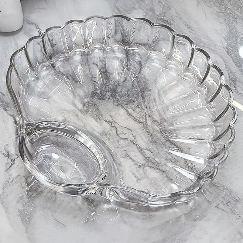 1 PIECE SHELL DISH TRANSPARENT DUMPLING PLATE WITH VINEGAR DISCS SUSHI SNACK PLATE