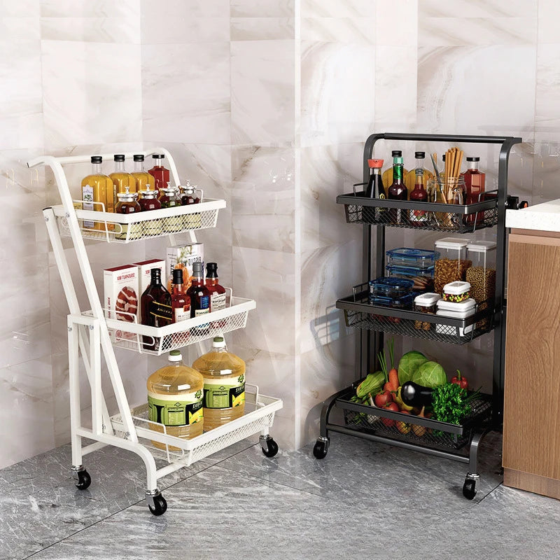 VEGETABLE TROLLEY STORAGE RACK MULTIFUNCTIONAL STRETCHABLE KITCHEN ORGANIZER MOVABLE