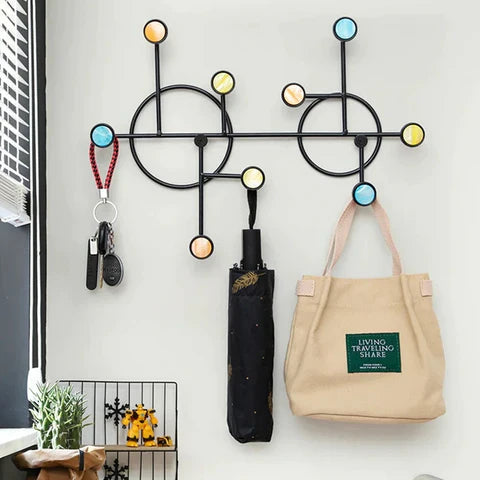 NORDIC STYLE WALL SHELF WITH HOOKS - CIRCLE