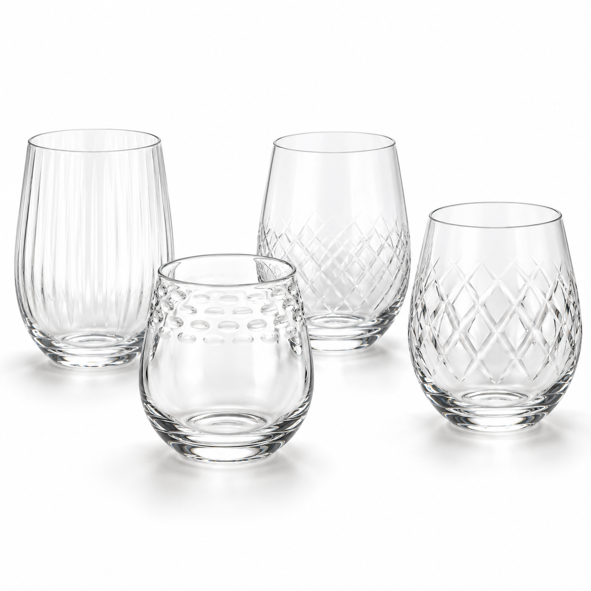 Danny Home 4 Piece Textured Glass Set - 500 ml