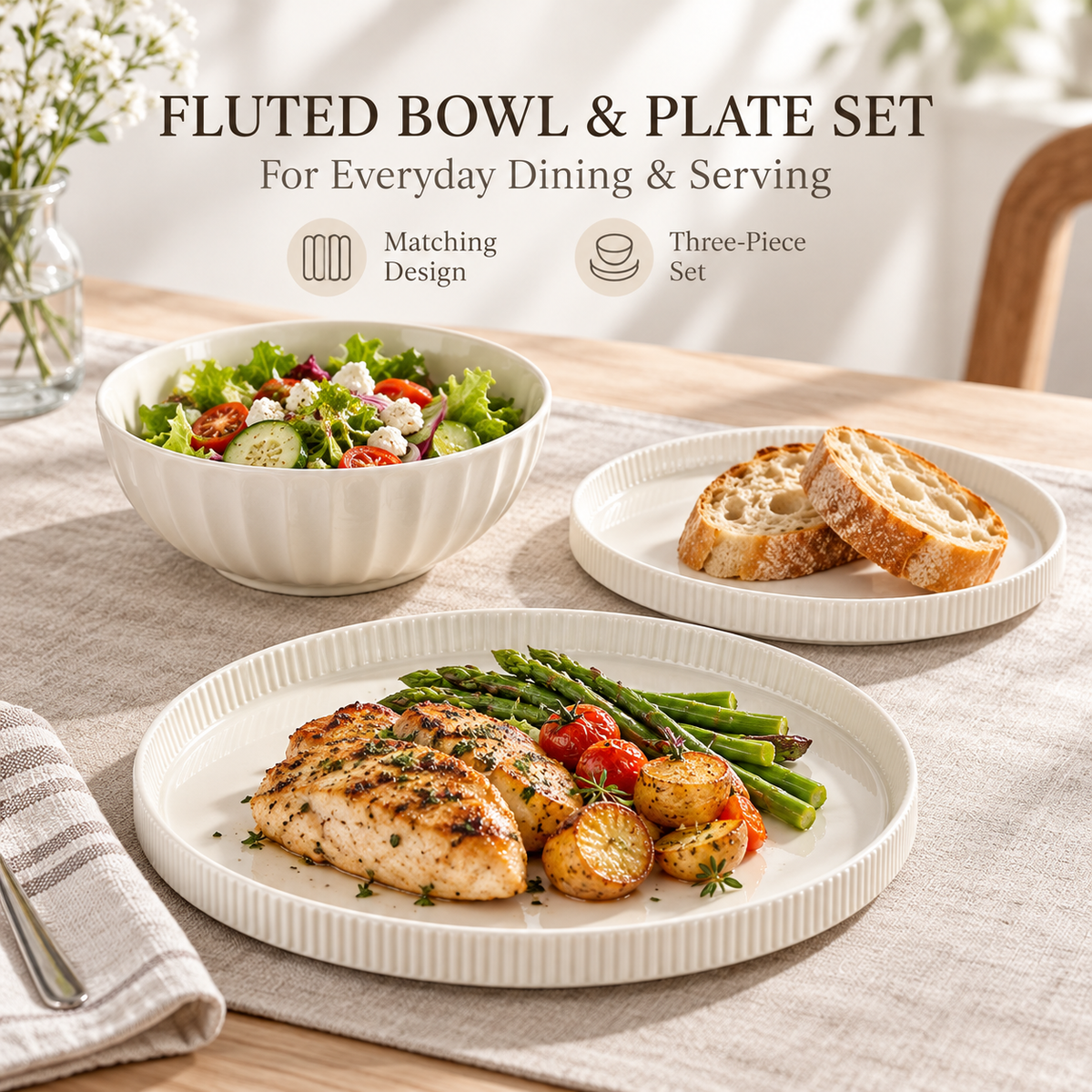 DANNY HOME FLUTED BOWL & PLATE SET