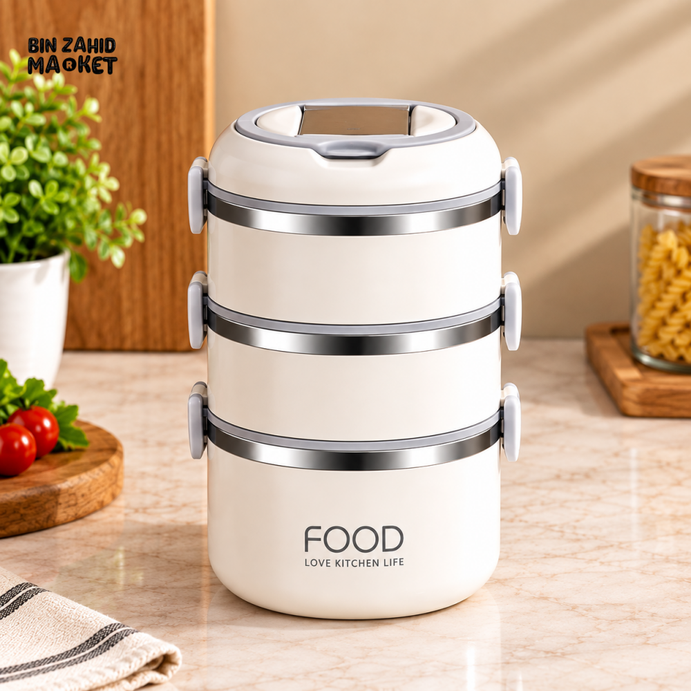 2 & 3-TIER STAINLESS STEEL INSULATED LUNCH BOX & TIFFIN CONTAINER - 3 LAYER