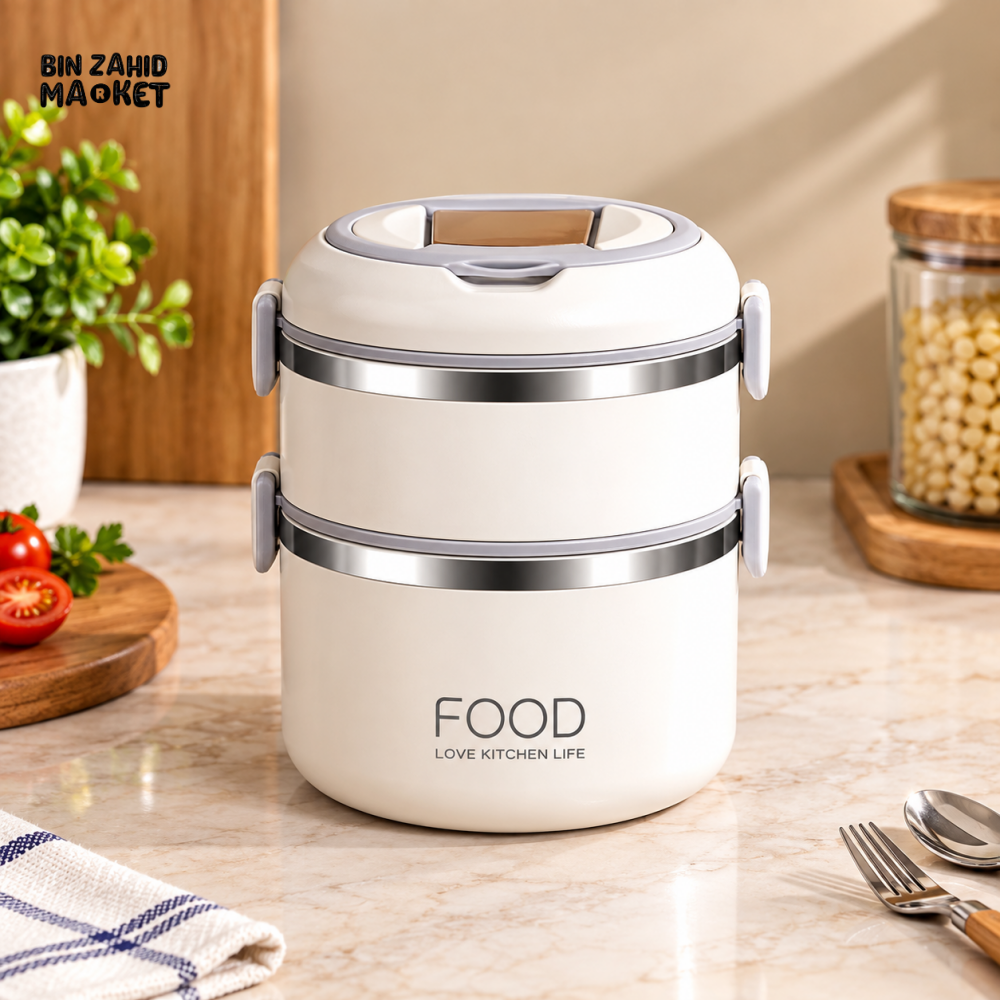 2 & 3-TIER STAINLESS STEEL INSULATED LUNCH BOX & TIFFIN CONTAINER - 2 LAYER