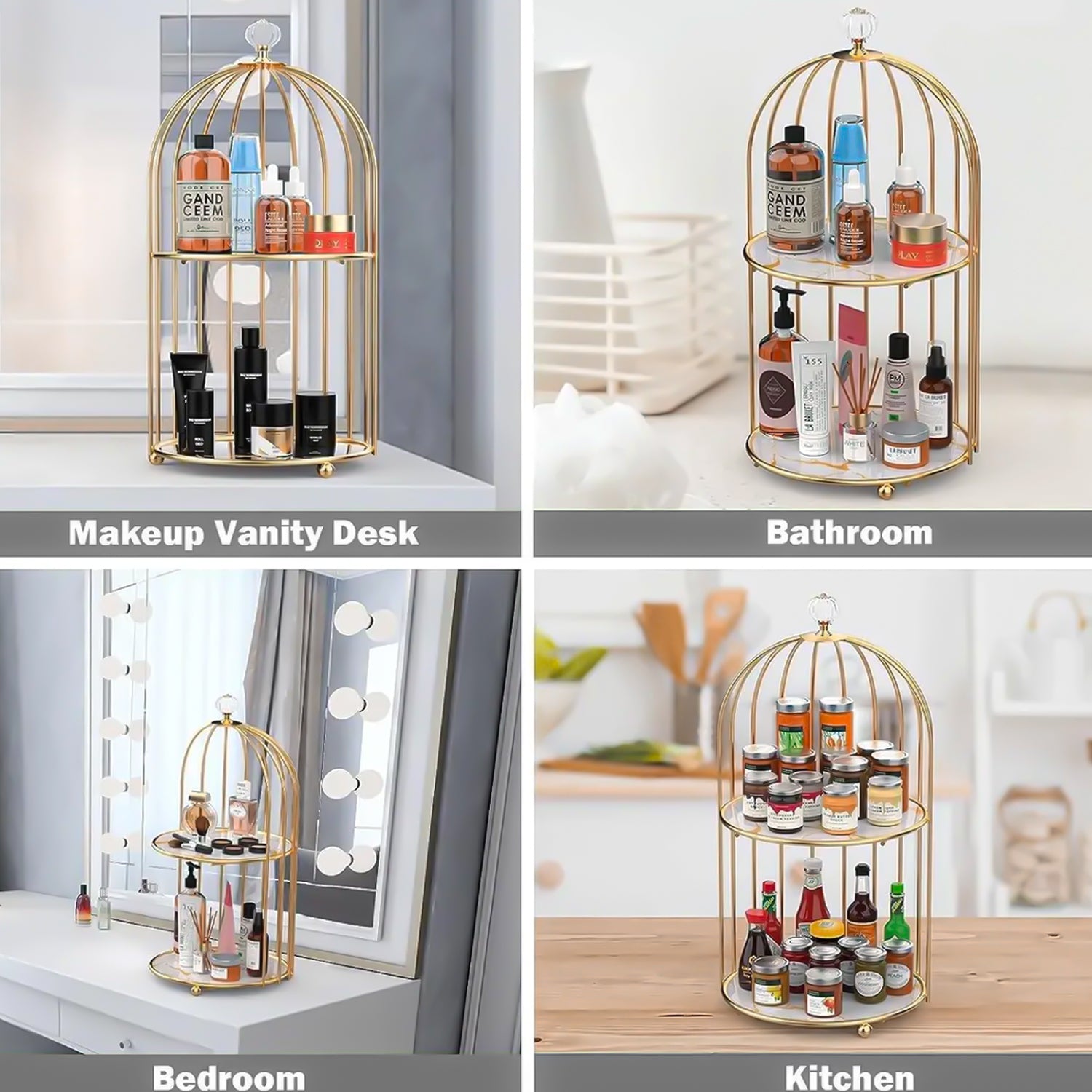 2-Tier Golden Vanity Cage by Matrix