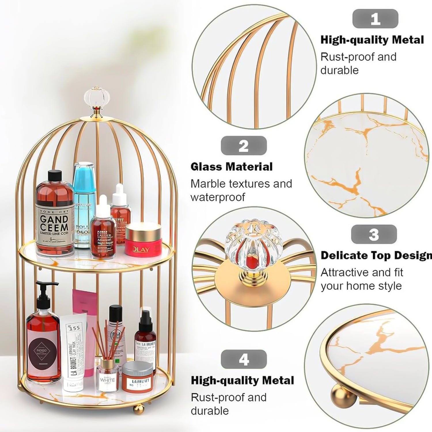 2-Tier Golden Vanity Cage by Matrix