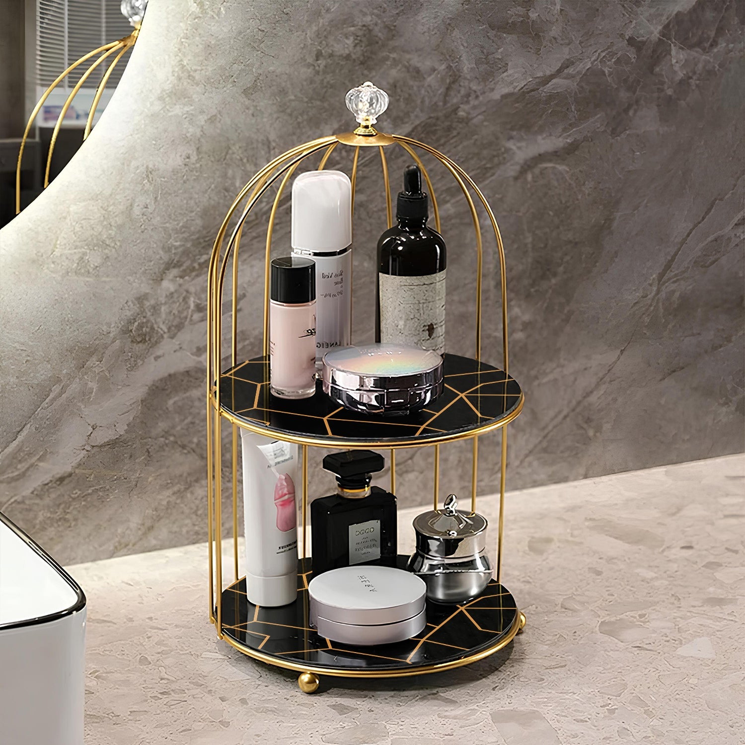 2-Tier Golden Vanity Cage by Matrix