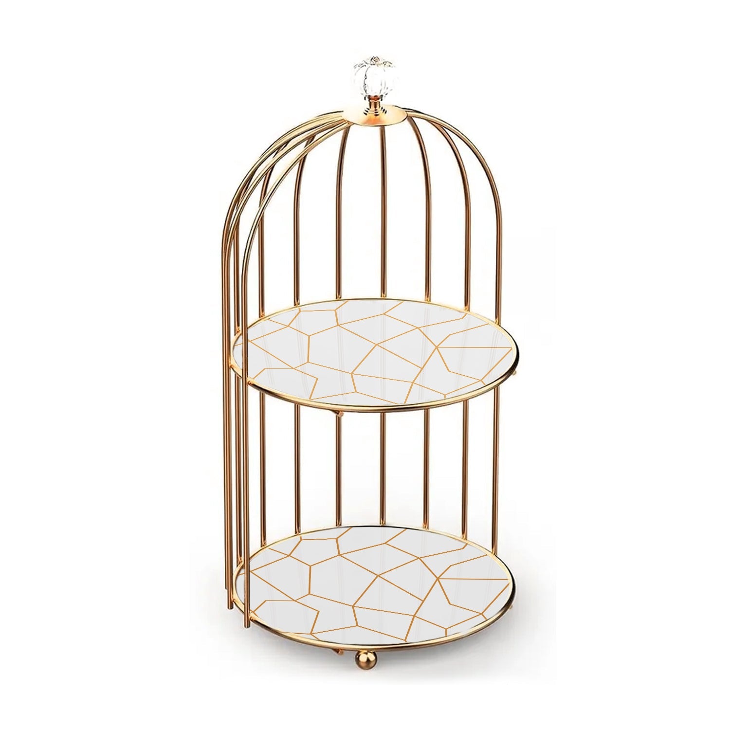 2-Tier Golden Vanity Cage by Matrix White base with golden design