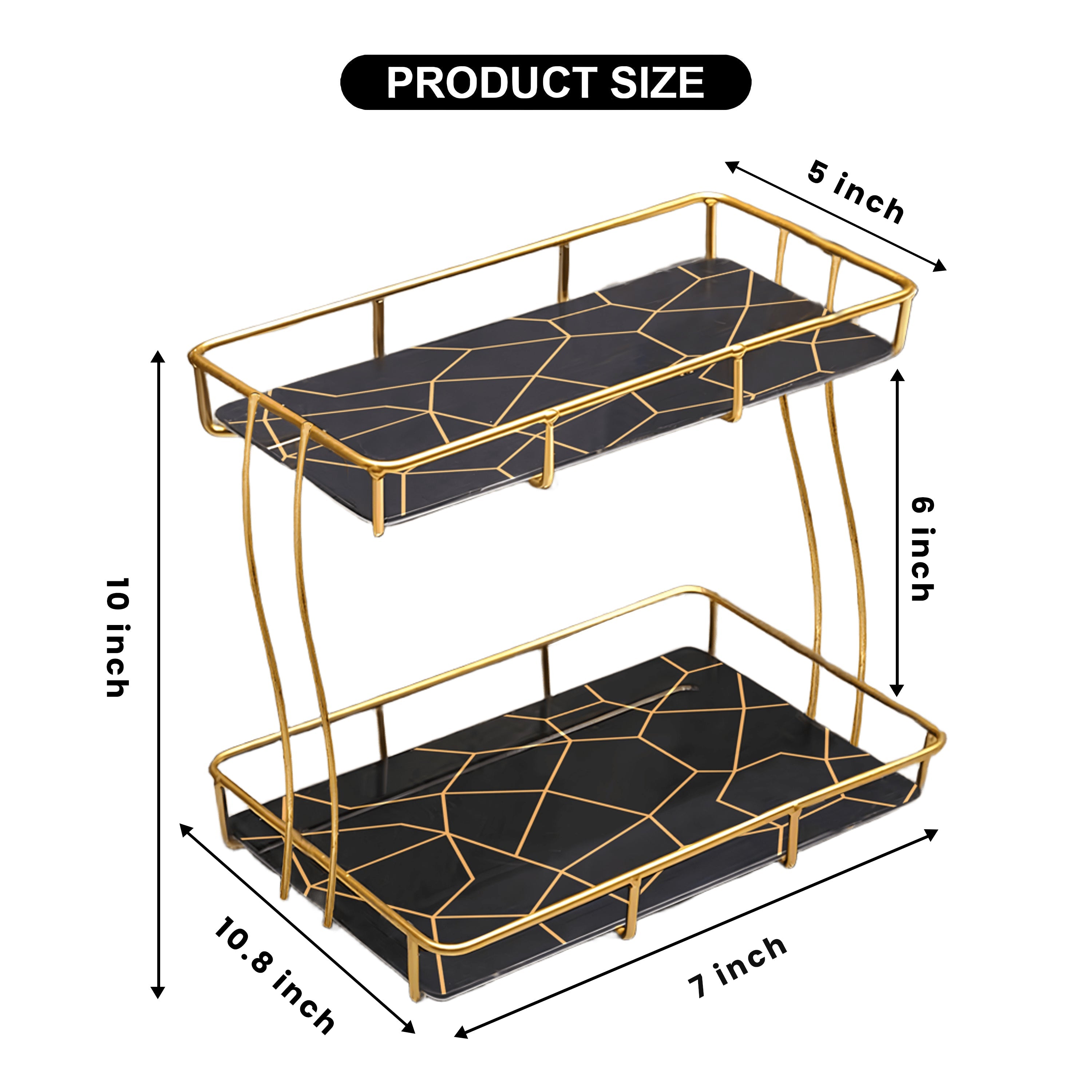 2-Tier Rectangular Golden Vanity Stand by Matrix