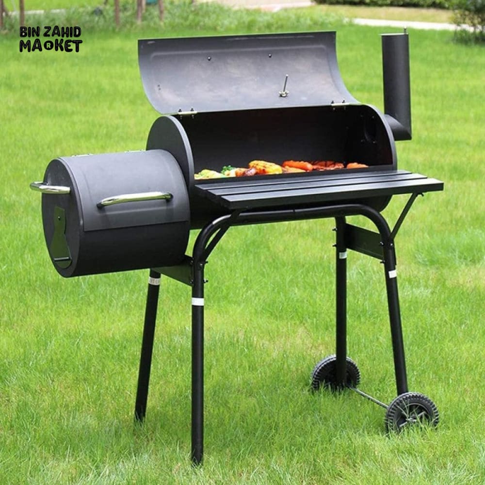 2 IN 1 BBQ SMOKER CHARCOAL GRILL ROASTER PORTABLE OUTDOOR BARBECUE FOR CAMPING GARDEN