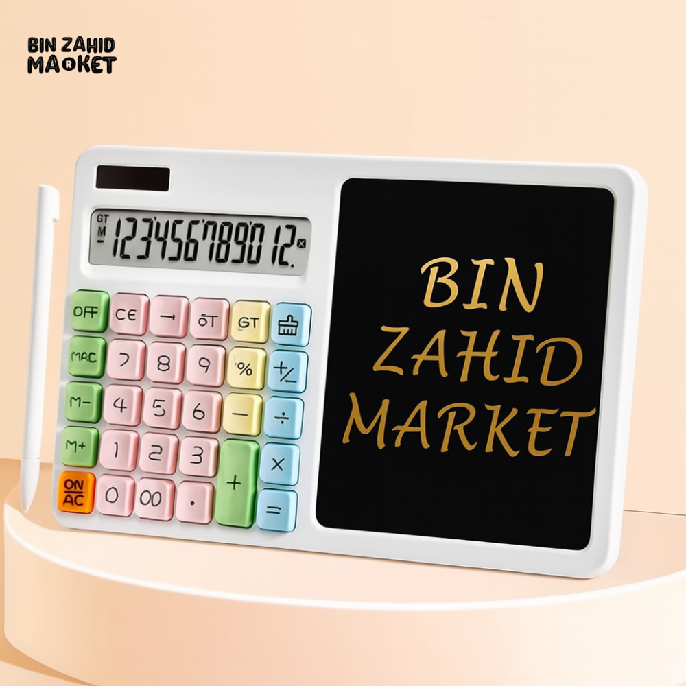 2-IN-1 CALCULATOR WITH WRITING TABLET – DUAL FUNCTION LCD SCREEN & NOTE PAD FOR OFFICE OR SCHOOL USE