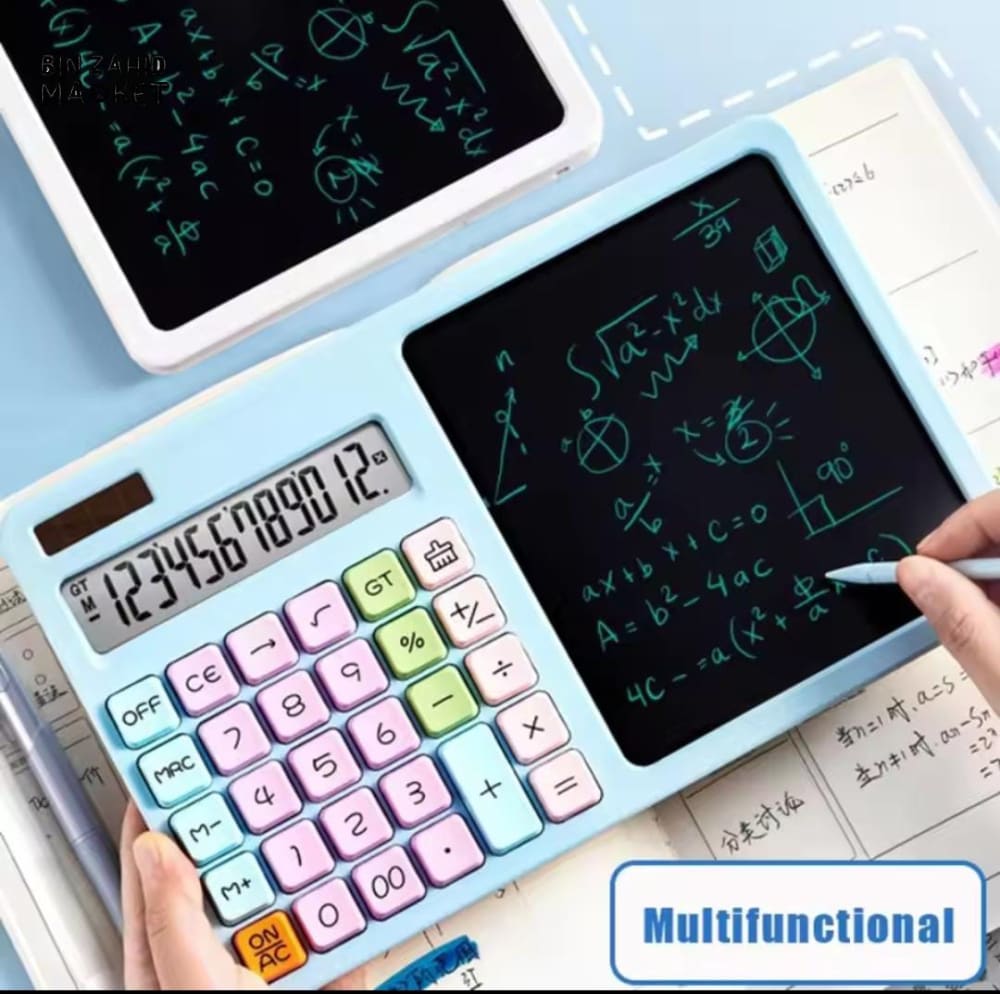 2-IN-1 CALCULATOR WITH WRITING TABLET – DUAL FUNCTION LCD SCREEN & NOTE PAD FOR OFFICE OR SCHOOL USE