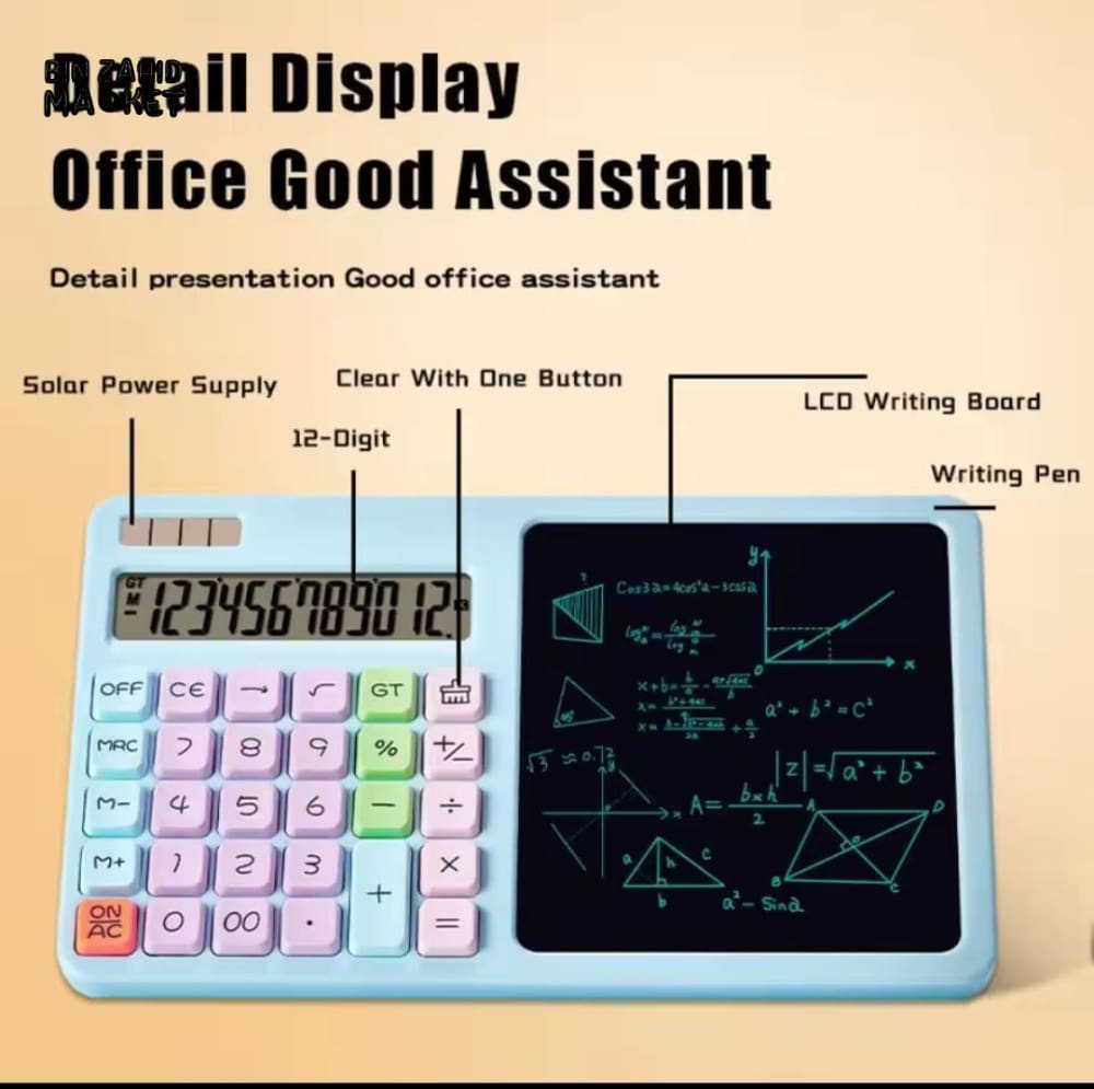 2-IN-1 CALCULATOR WITH WRITING TABLET – DUAL FUNCTION LCD SCREEN & NOTE PAD FOR OFFICE OR SCHOOL USE