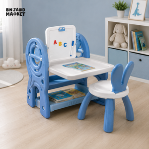 2 IN 1 KIDS STUDY TABLE AND CHAIR SET - BLUE
