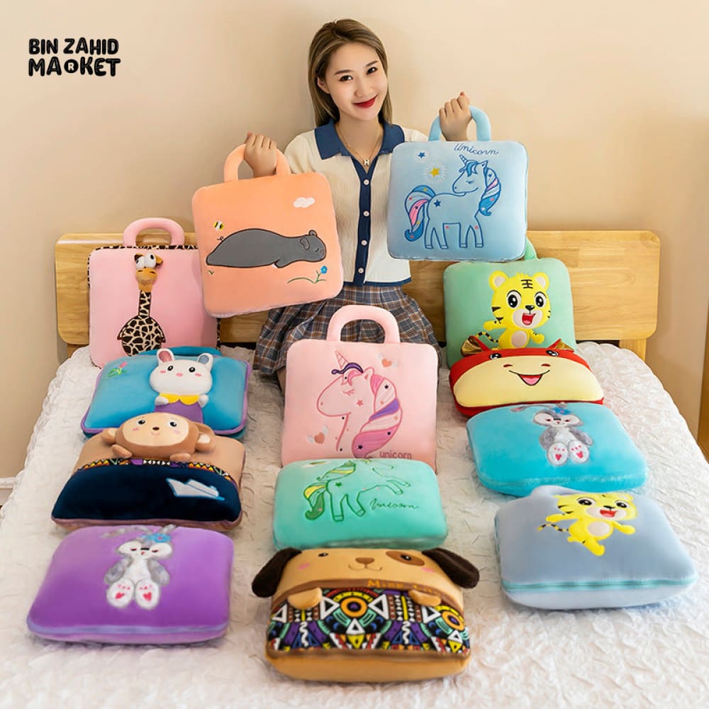 2-IN-1 PILLOW QUILT – MULTIFUNCTIONAL FOLDING BLANKET & OFFICE NAP PILLOW RANDOM COLORS