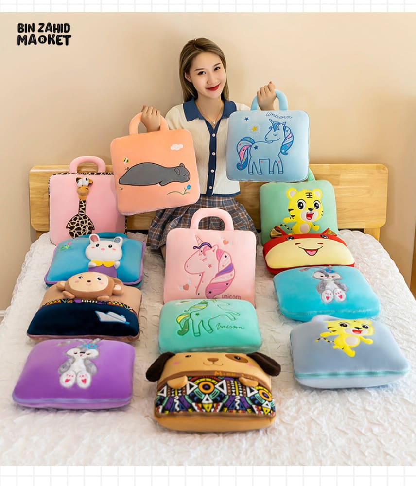 2-IN-1 PILLOW QUILT – MULTIFUNCTIONAL FOLDING BLANKET & OFFICE NAP PILLOW RANDOM COLORS