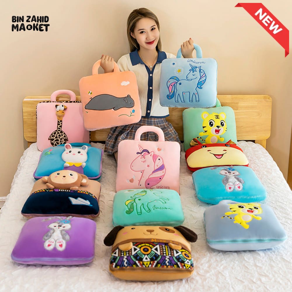 2-IN-1 PILLOW QUILT – MULTIFUNCTIONAL FOLDING BLANKET & OFFICE NAP PILLOW RANDOM COLORS